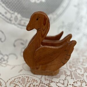 Handmade Vintage Wood Swan or Goose Napkin Holder